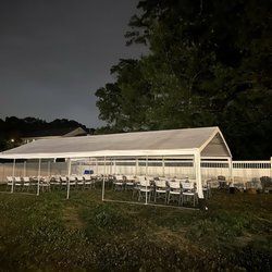 Large tent, table and chairs