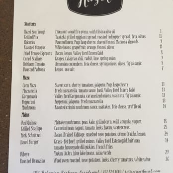 Hazel - August 2015 menu - Pizza Near Me - Occidental, California Hazel - August 2015 menu - Pizza Near Me - Occidental, California