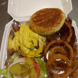 Bob's burger with onion rings Bob's burger with onion rings