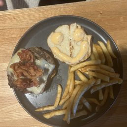Mushroom Burger with fries Mushroom Burger with fries