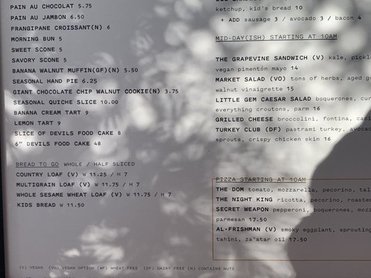 Menu photo 5 Tartine Silverlake Los Angeles, CA Menu photo 5 Tartine Silverlake Los Angeles, CA