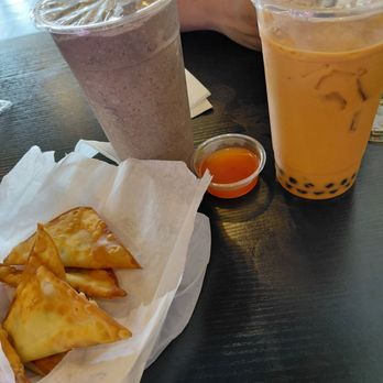 ICED t-house - Thai tea with Boba , oreo cookie frappe & cream cheese wonton - Bubble Tea Near Me - Highland, California ICED t-house - Thai tea with Boba , oreo cookie frappe & cream cheese wonton - Bubble Tea Near Me - Highland, California