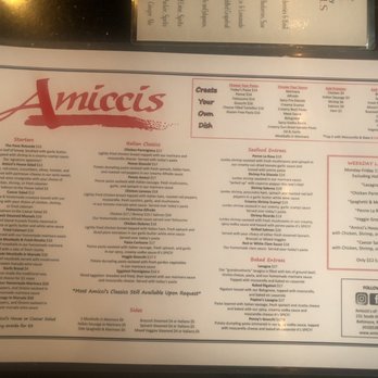Amicci's - Menu - Italian Near Me - Baltimore, Maryland