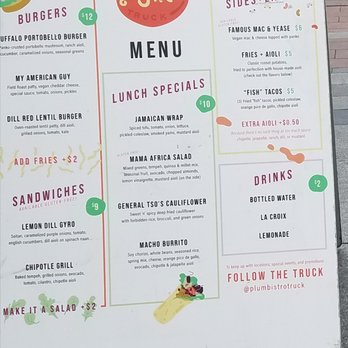 Plum Burgers - Menu board - Food Trucks Near Me - Seattle, Washington Plum Burgers - Menu board - Food Trucks Near Me - Seattle, Washington