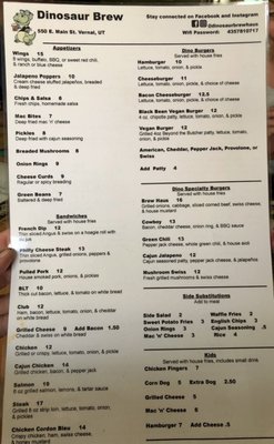 Menu photo 2 Dinosaur Brew Haus Vernal, UT Menu photo 2 Dinosaur Brew Haus Vernal, UT