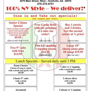 Fratelli's Pizza NY Style - These coupons were available on the yelp, but when I tried to redeem them was told it's been discontinued 3 years. - Pizza Near Me - Grayson, Georgia Fratelli's Pizza NY Style - These coupons were available on the yelp, but when I tried to redeem them was told it's been discontinued 3 years. - Pizza Near Me - Grayson, Georgia