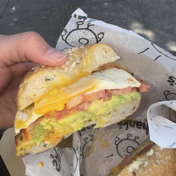 Hank's Bagels - #1 (large piece of bacon was sort of hanging out the back) - Coffee & Tea Near Me - Burbank, California Hank's Bagels - #1 (large piece of bacon was sort of hanging out the back) - Coffee & Tea Near Me - Burbank, California