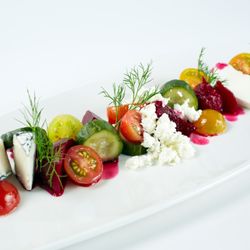 MW Restaurant - Pickled Beet Salad with Hawaii Island Dairy Goat Cheese - Ho Farms Tomato, Housemade Pickles