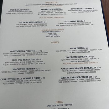 Back Table Kitchen & Bar - Menu - Bars Near Me - The Woodlands, Texas