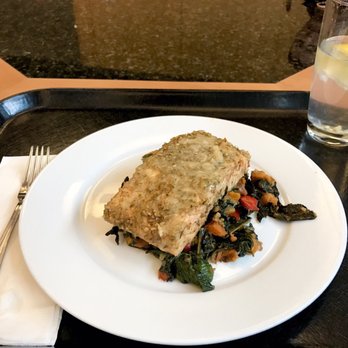 Janelia Research Campus - Lunch at the cafeteria-Pepita encrusted salmon: fresh and tender salmon on a bed of kale, spinach, sweet potato - Health & Medical Near Me - Ashburn, Virginia Janelia Research Campus - Lunch at the cafeteria-Pepita encrusted salmon: fresh and tender salmon on a bed of kale, spinach, sweet potato - Health & Medical Near Me - Ashburn, Virginia