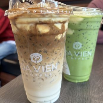 Da Vien Coffee - Banana Latte & Banana Match Latte - 20 oz - Coffee & Tea Near Me - Cerritos, California