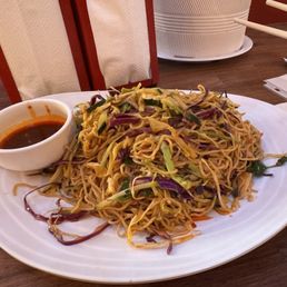 sichuan numbing noodles. Don't forget to request a homemade hot chili oil shown in the upper left.