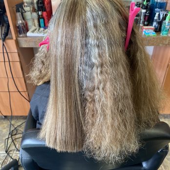 Lather Salon - Sharin hair before Keratin! Had to use 3 ounces of Keratin Smoothing liquid. Lots of hair 3 hours behind the chair. - Hair Salons Near Me - Newport Beach, California Lather Salon - Sharin hair before Keratin! Had to use 3 ounces of Keratin Smoothing liquid. Lots of hair 3 hours behind the chair. - Hair Salons Near Me - Newport Beach, California