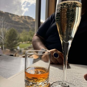 Canyon River Grill - Buffalo Trace neat and some champagne - New American Near Me - Ellensburg, Washington