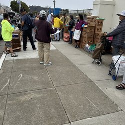 SF Marin Food Bank - Residents lined up to receive food assistance