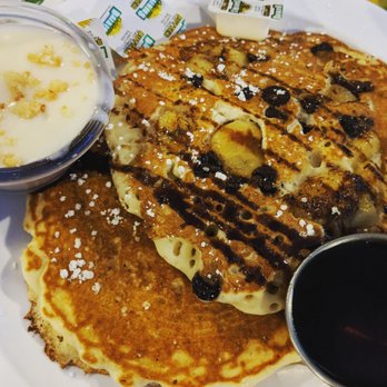 808 Grindz Cafe - The best chocolate chip, banana pancakes you'll ever eat. Nice and fluffy with the perfect moistness. - Cafes Near Me - Lahaina, Hawaii