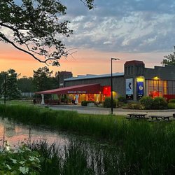 Hangar Theatre - A gorgeous sunset view of the Hangar Theatre, which is located within Ithaca's Cass Park.