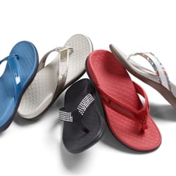 Foot Solutions - Tulsa - Simply Irresistible! VIONIC's iconic sandal plays dress-up in sultry sequins, riveting rhinestones & mini florals.