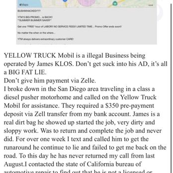 Yellow Truck Mobile - Client testimony - Boat Repair Near Me Yellow Truck Mobile - Client testimony - Boat Repair Near Me