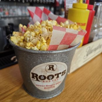 Roots Burger Bar - Free popcorn at the bar. - Burgers Near Me - Muncie, Indiana