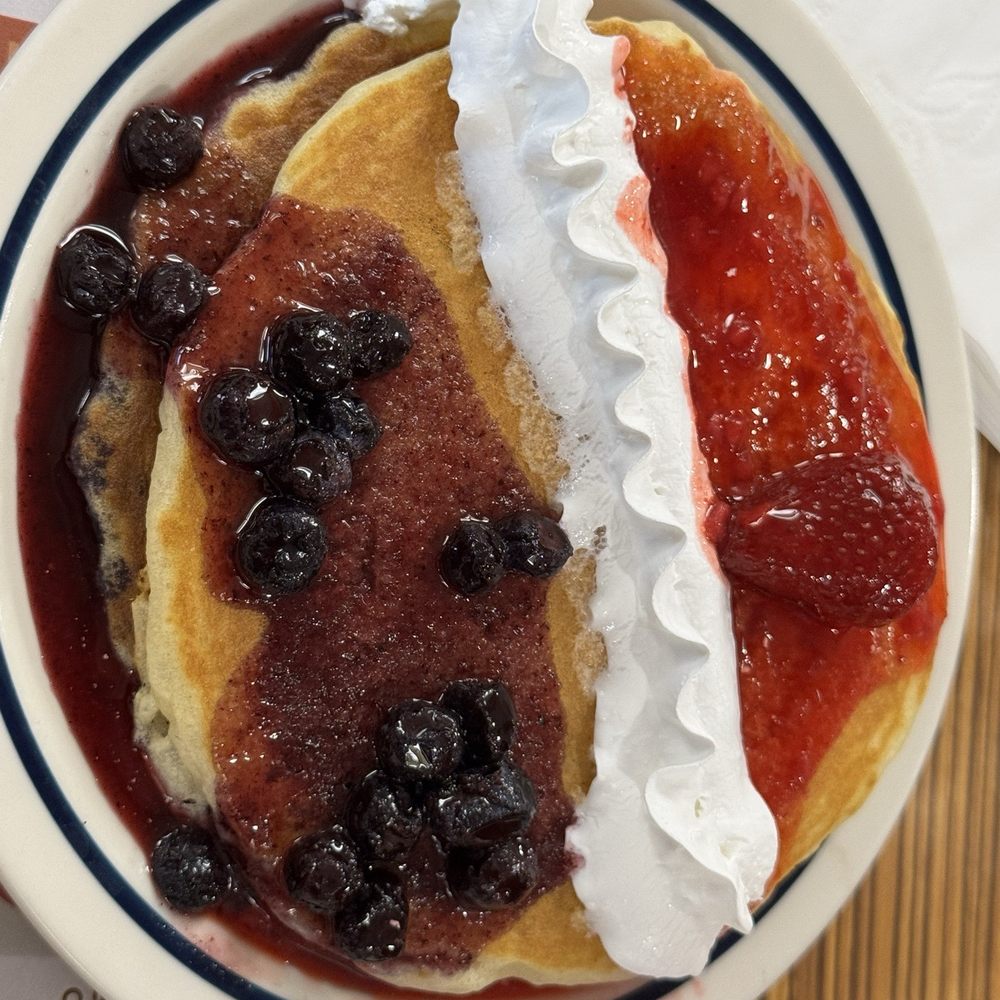 Red, white and blue pancakes