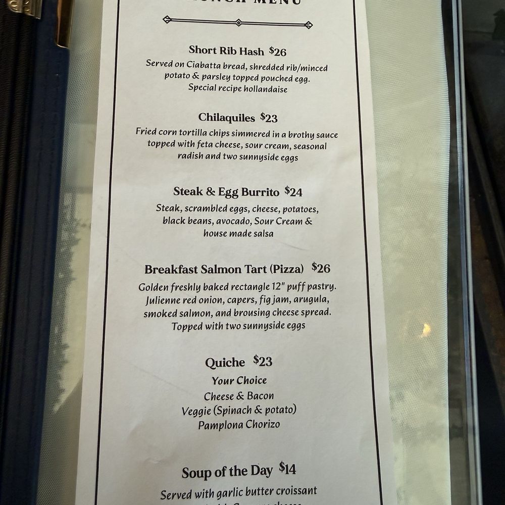 Brunch menu Brunch menu