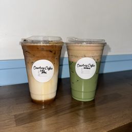 Caramel macchiato (left) & Dubai Matcha latte (right)