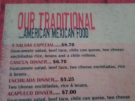 Menu photo 2 3 Salsas Mexican Restaurant Houston, TX