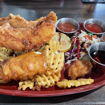 Hard Count Kitchen & Cocktails - Fish & Chips (minus the jalapeño tartar) - Cocktail Bars Near Me - Georgetown, Texas Hard Count Kitchen & Cocktails - Fish & Chips (minus the jalapeño tartar) - Cocktail Bars Near Me - Georgetown, Texas