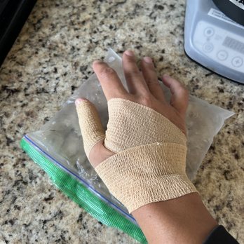 Pickwick Ice - I bandaged my hand after I got home. The bag is the bag of ice they gave me before I left. - Skating Rinks Near Me - Burbank, California