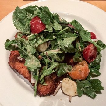 Park Bruges - Chicken Milanese, note the chicken on the bottom so as not to wilt the salad. - Belgian Near Me - Pittsburgh, Pennsylvania Park Bruges - Chicken Milanese, note the chicken on the bottom so as not to wilt the salad. - Belgian Near Me - Pittsburgh, Pennsylvania