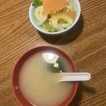 Goro's Sushi - Miso soup and salad - Sushi Bars Near Me - San Antonio, Texas