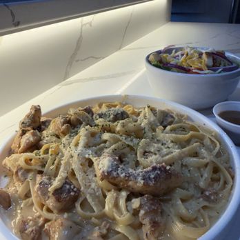 Marley's Bar and Grill - Chicken Alfredo (cajun spices added) with side House Salad - Salad Near Me - Hyattsville, Maryland