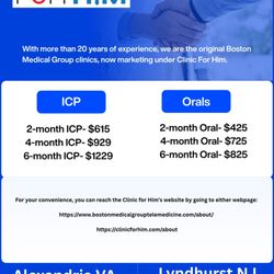 Clinic for Him - New Jersey - ICP and Orals Therapy for men with erectile dysfunction.