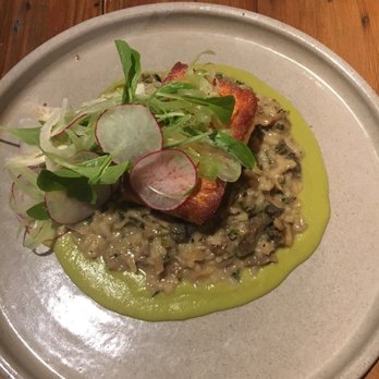 Brazen Open Kitchen Bar - Salmon over risotto - New American Near Me - Dubuque, Iowa