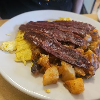 Bay Ridge Diner - 2 scrambled eggs with home fires and extra crispy turkey bacon - American Near Me - Brooklyn, New York