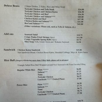 Bend-O Bento Japanese Kitchen - Menu 2/2 - Japanese Near Me - Bend, Oregon