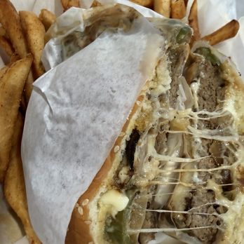 From Philly - From Philly Costa Mesa "Came back again this week for the burger!"  12.Philly Burger W/ Fries - Cheesesteaks Near Me - Costa Mesa, California