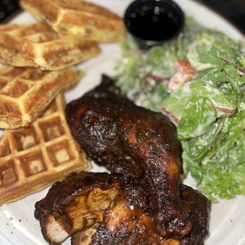 NK Restaurant - Waffles n chicken & mangu with codfish (not a fan of this type of mangu). We decided on brunch after a good church service! - Caribbean Near Me - East Meadow, New York NK Restaurant - Waffles n chicken & mangu with codfish (not a fan of this type of mangu). We decided on brunch after a good church service! - Caribbean Near Me - East Meadow, New York