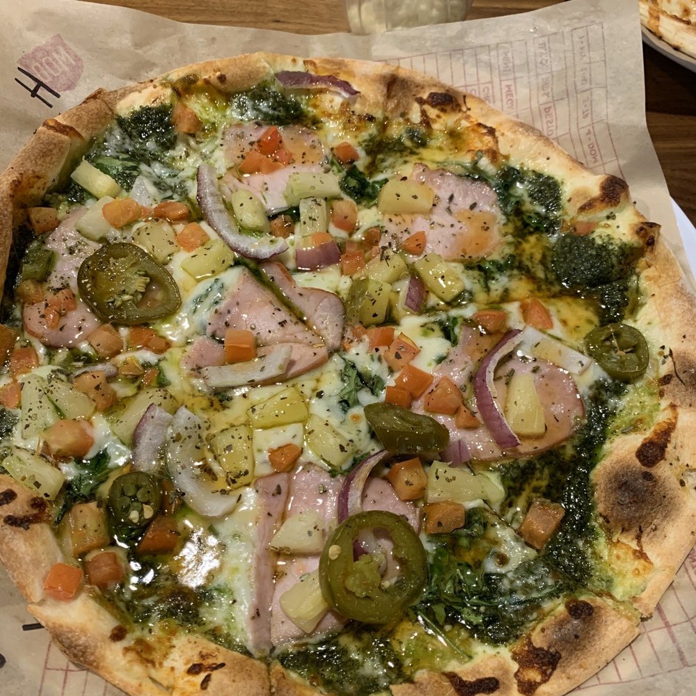 MOD Pizza - Pineapple and ham with extra toppings - Fast Food Near Me - Highland, Indiana MOD Pizza - Pineapple and ham with extra toppings - Fast Food Near Me - Highland, Indiana
