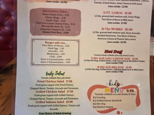 Menu photo 1 Sur Burger Monterey, CA
