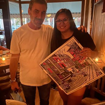 Lucali - Me, and Mark signed a pizza box for me! Thanks for the great food and hospitality! - Pizza Near Me - Brooklyn, New York