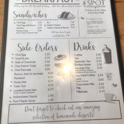 The Right Spot - Breakfast Menu #1