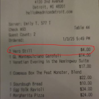 Mad Nice - You seriously charge $2 for tap water? Maybe let people know you charge for water before pouring it. - Italian Near Me - Detroit, Michigan Mad Nice - You seriously charge $2 for tap water? Maybe let people know you charge for water before pouring it. - Italian Near Me - Detroit, Michigan