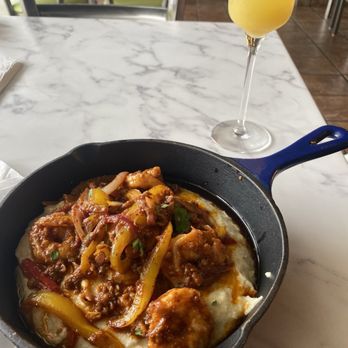 101 Kitchen - Shrimp & grits with a pineapple mimosa - Breakfast & Brunch Near Me - Knightdale, North Carolina