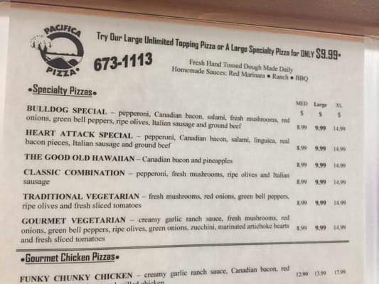 Menu photo 6 Pacifica Pizza Madera, CA