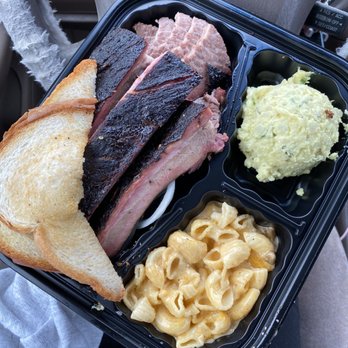 Ray's Real Pit BBQ Shack - 2 meat plate with brisket, ribs, mac and cheese, and potato salad - Barbeque Near Me - Houston, Texas Ray's Real Pit BBQ Shack - 2 meat plate with brisket, ribs, mac and cheese, and potato salad - Barbeque Near Me - Houston, Texas