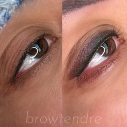 BrowTendre - Before and after of Smokey eyeliner tattoo in Glendale at Browtendre