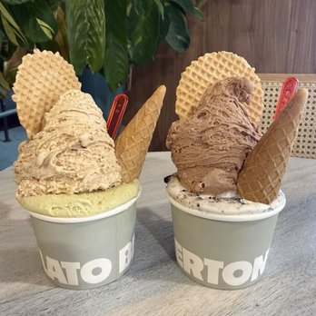 Bertoni Gelato - Hazelnut and pistachio & Ferrero Rocher and stracciatella - Gelato Near Me - Brooklyn, New York