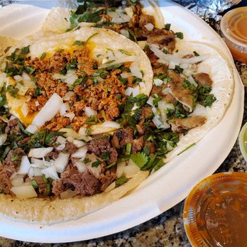 Taquería Tequila - 5 of the tacos with the sauces - Mexican Near Me - Seattle, Washington Taquería Tequila - 5 of the tacos with the sauces - Mexican Near Me - Seattle, Washington